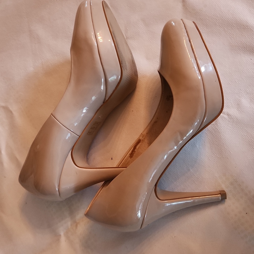 Aldo Nude Patent Genuine Leather Platform Shoes